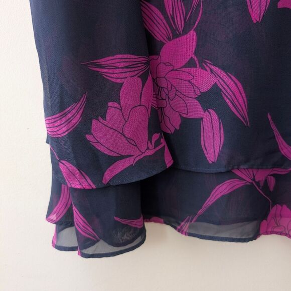 Lane Bryant Modern Swing Double-Layer Chiffon Tank Navy Fuchsia Size 20L - Picture 6 of 8